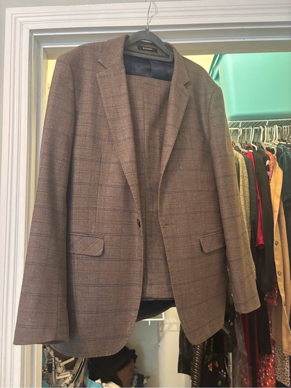 Classic Brown Plaid Men's Blazer - Unknown Brand